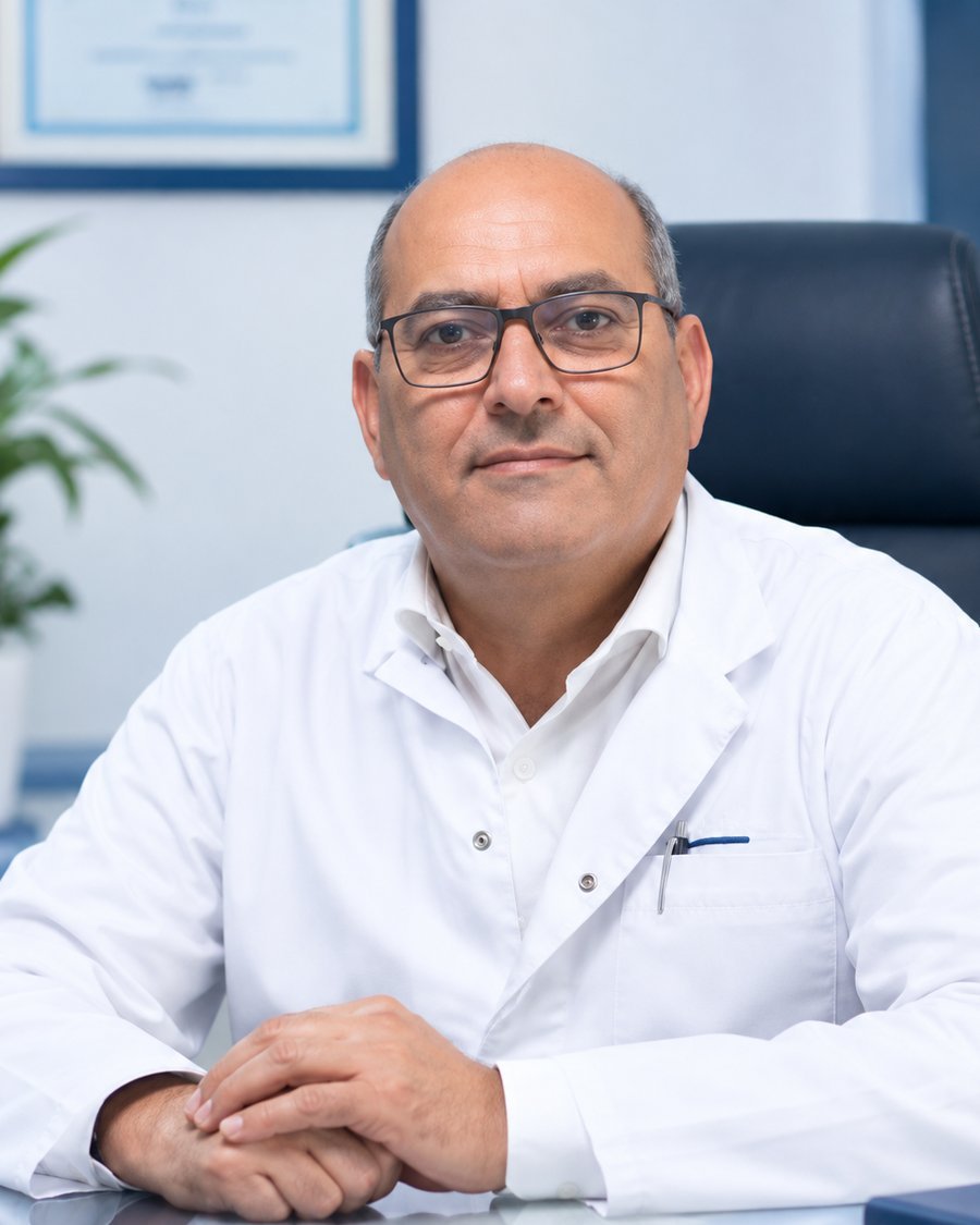 Portrait du Dr El Hassane Kasmaoui, urologue et chirurgien urologique, dans son cabinet à Tanger